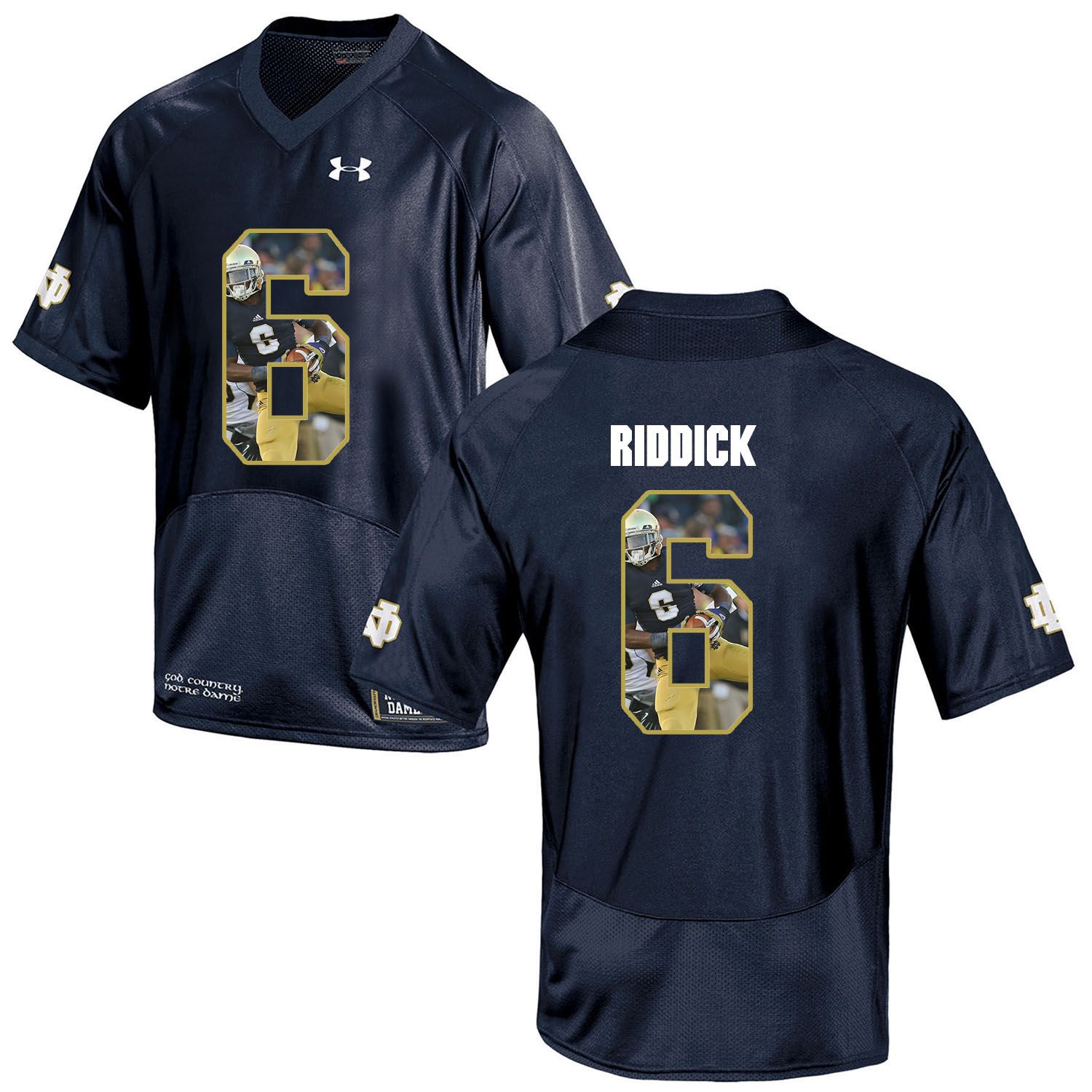 Men Norte Dame Fighting Irish 6 Riddick Navy Blue Fashion Edition Customized NCAA Jerseys